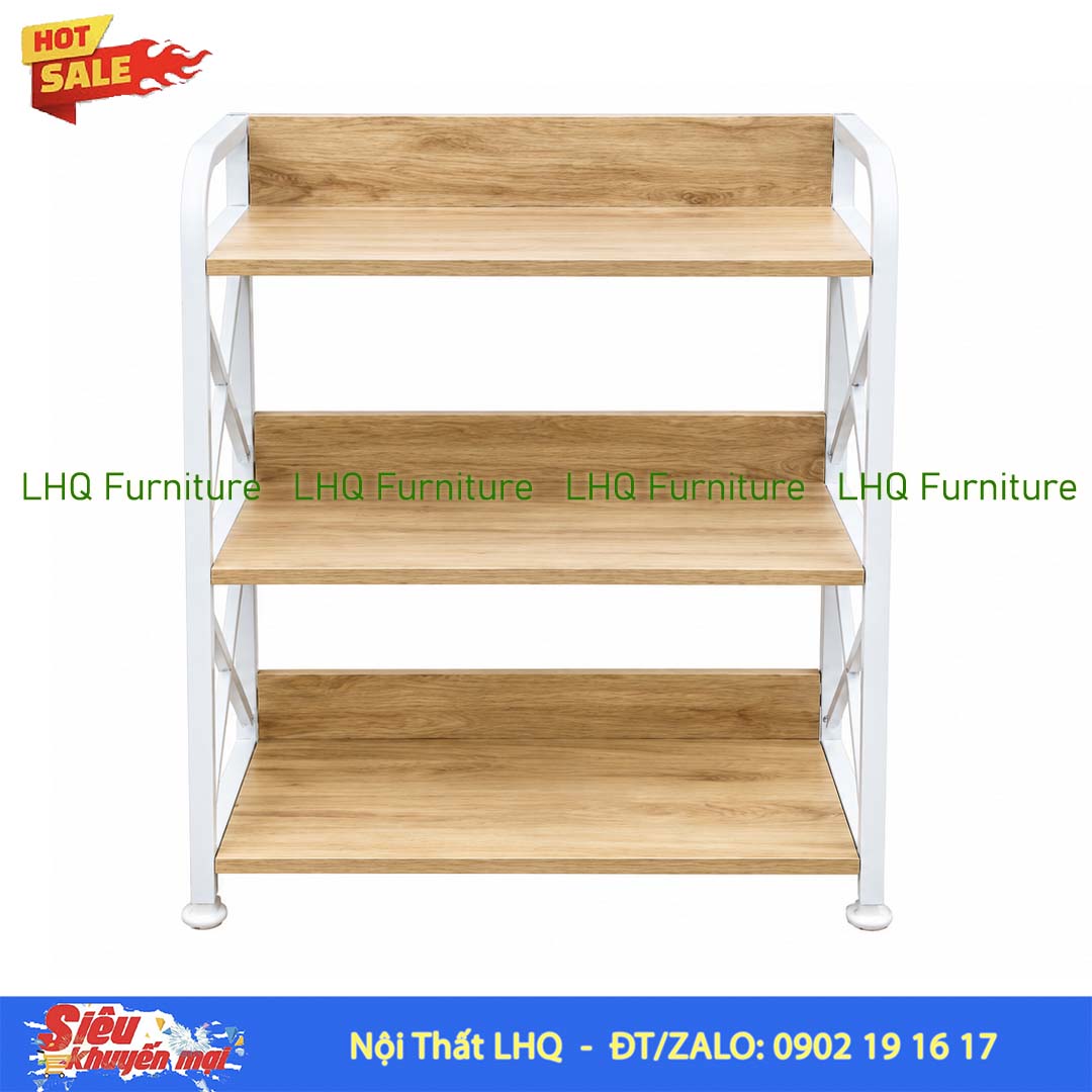 Kệ Sách Khung Sắt Gỗ Melamin 3T70 Rộng 70cm