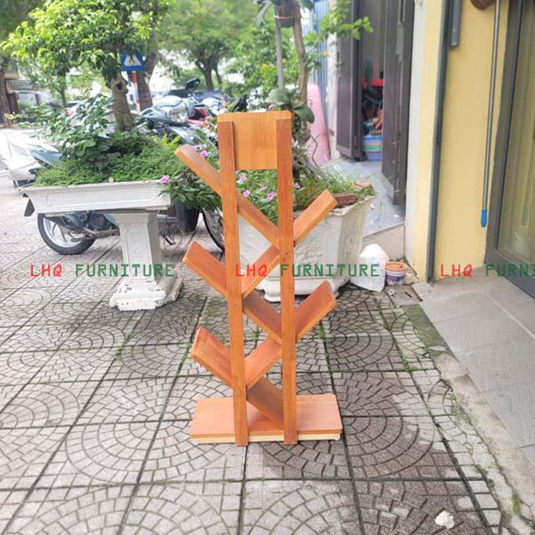 Kệ Sách Xương Cá 5 Tay Gỗ Cao Su – Giải Pháp Lưu Trữ Hiện Đại Cho Mọi Không Gian