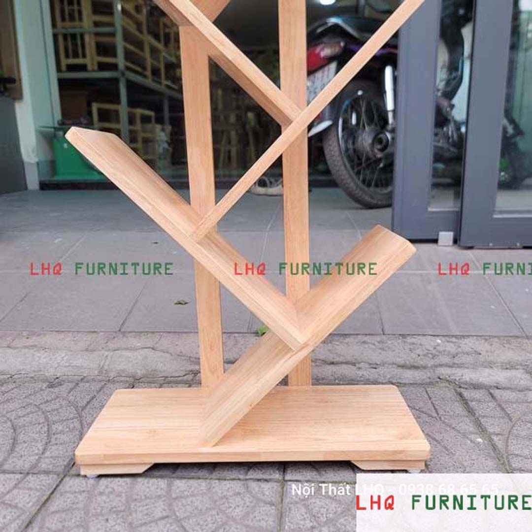 Kệ Sách Xương Cá 5 Tay Gỗ Cao Su – Giải Pháp Lưu Trữ Hiện Đại Cho Mọi Không Gian
