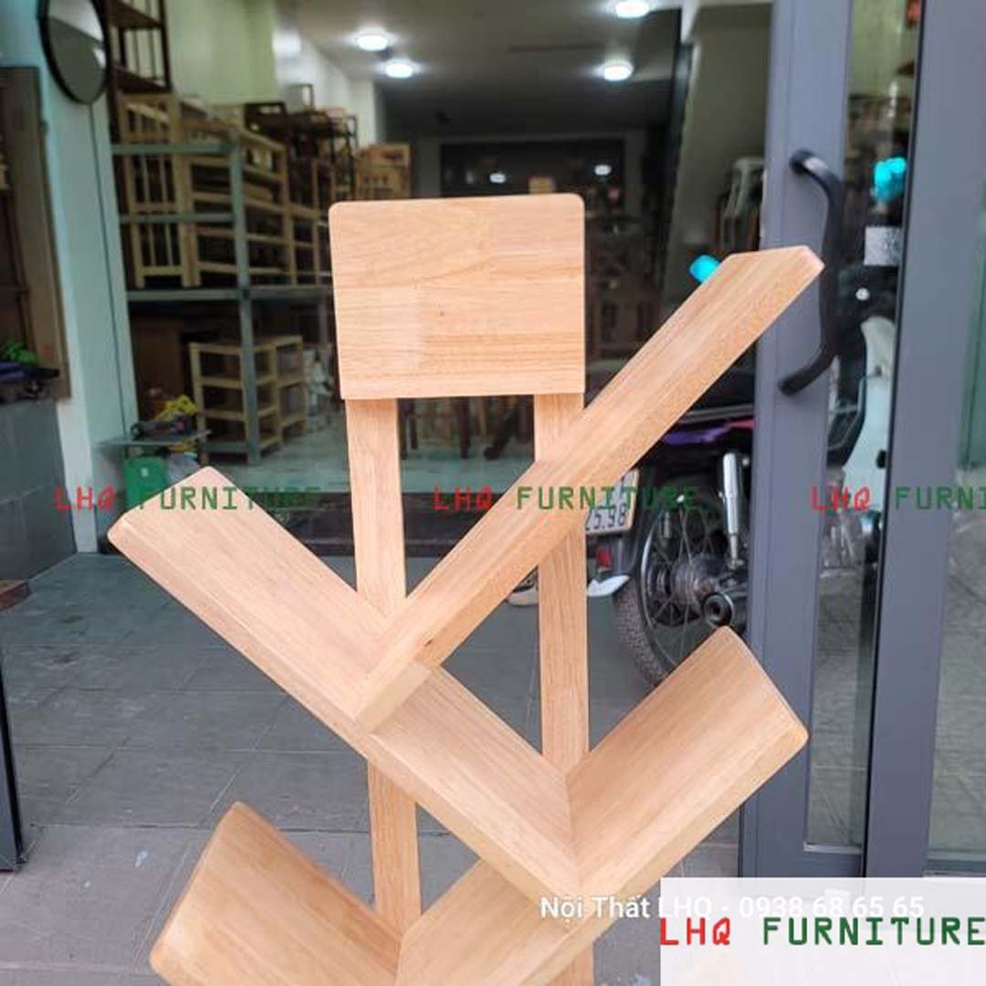 Kệ Sách Xương Cá 8 Tay Gỗ Cao Su – Lựa Chọn Hoàn Hảo Cho Người Yêu Sách
