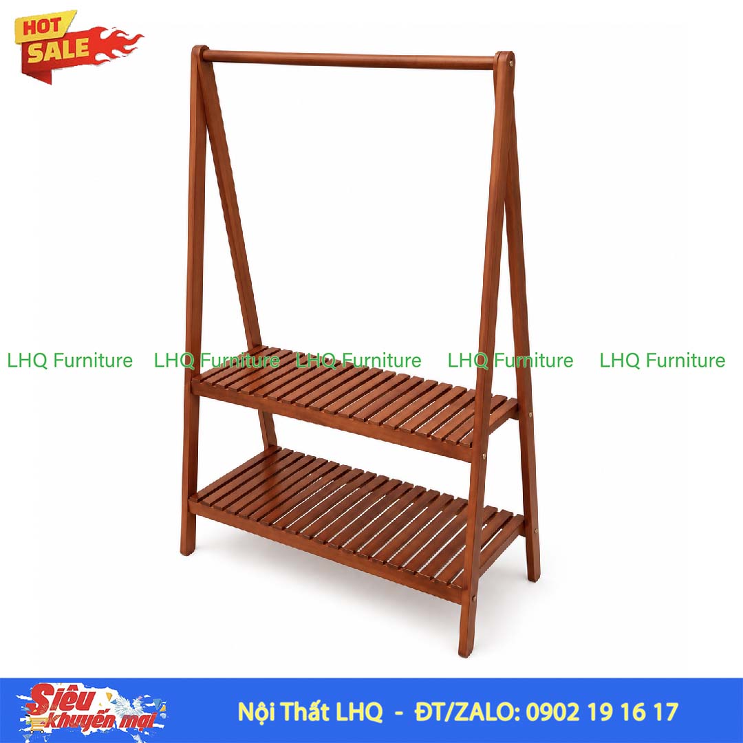 Kệ Treo Quần Áo Chữ A 2 Tầng 80cm Gỗ Cao Su | Nội Thất LHQ