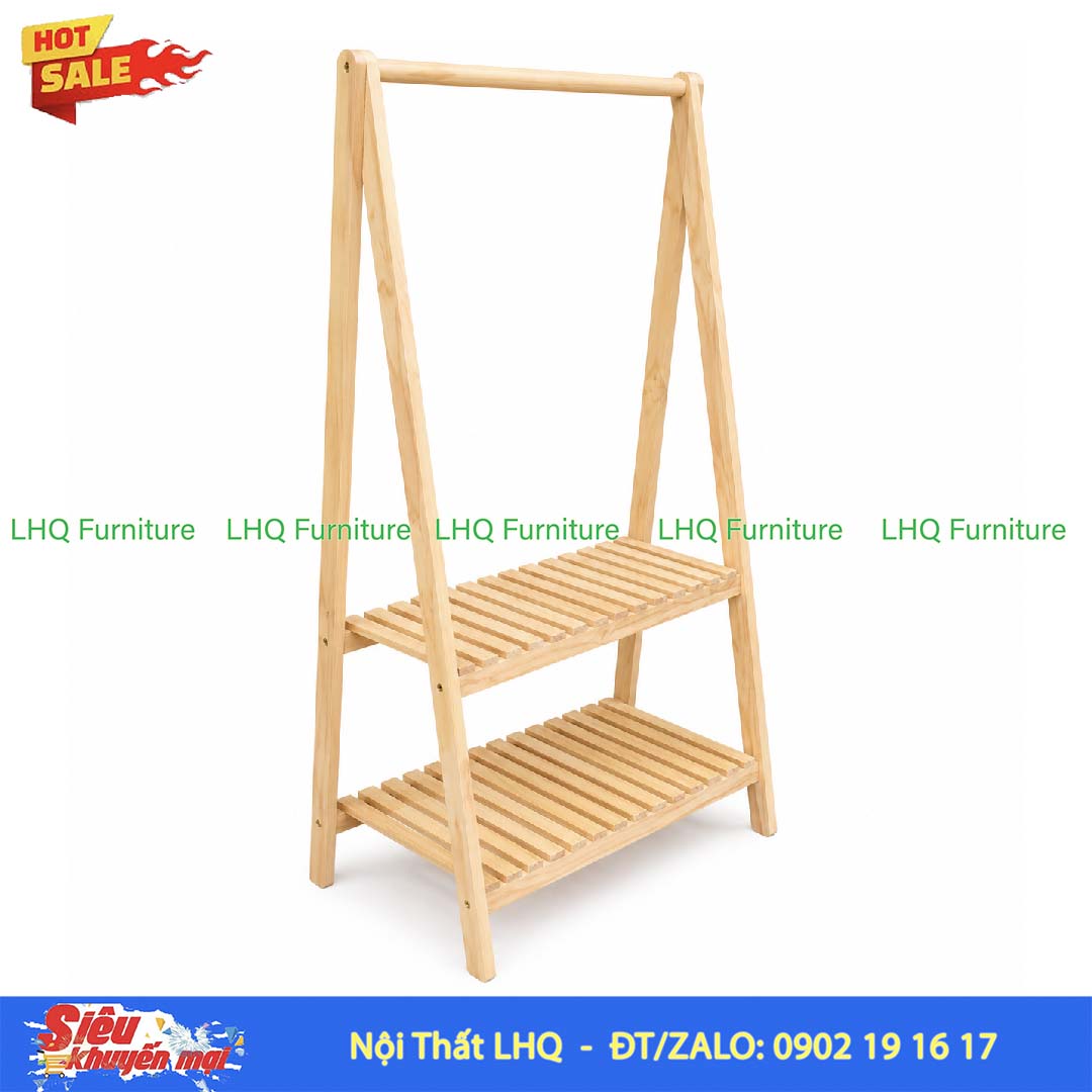 Kệ Treo Quần Áo Chữ A 2 Tầng 80cm Gỗ Cao Su | Nội Thất LHQ