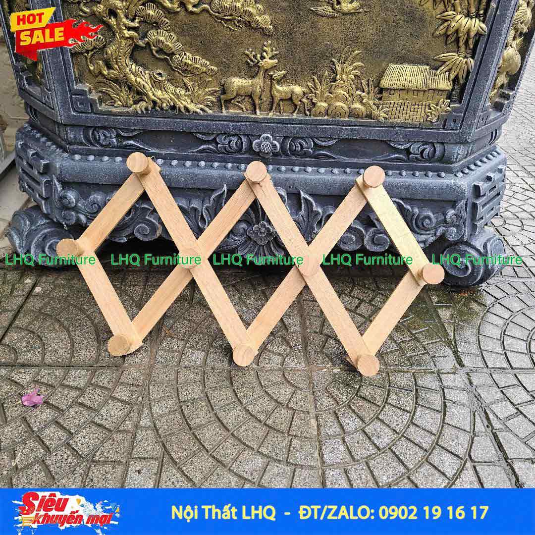 Móc Treo Quần Áo 5 Gỗ Cao Su Treo Tường Xếp Gọn Tiện Lợi