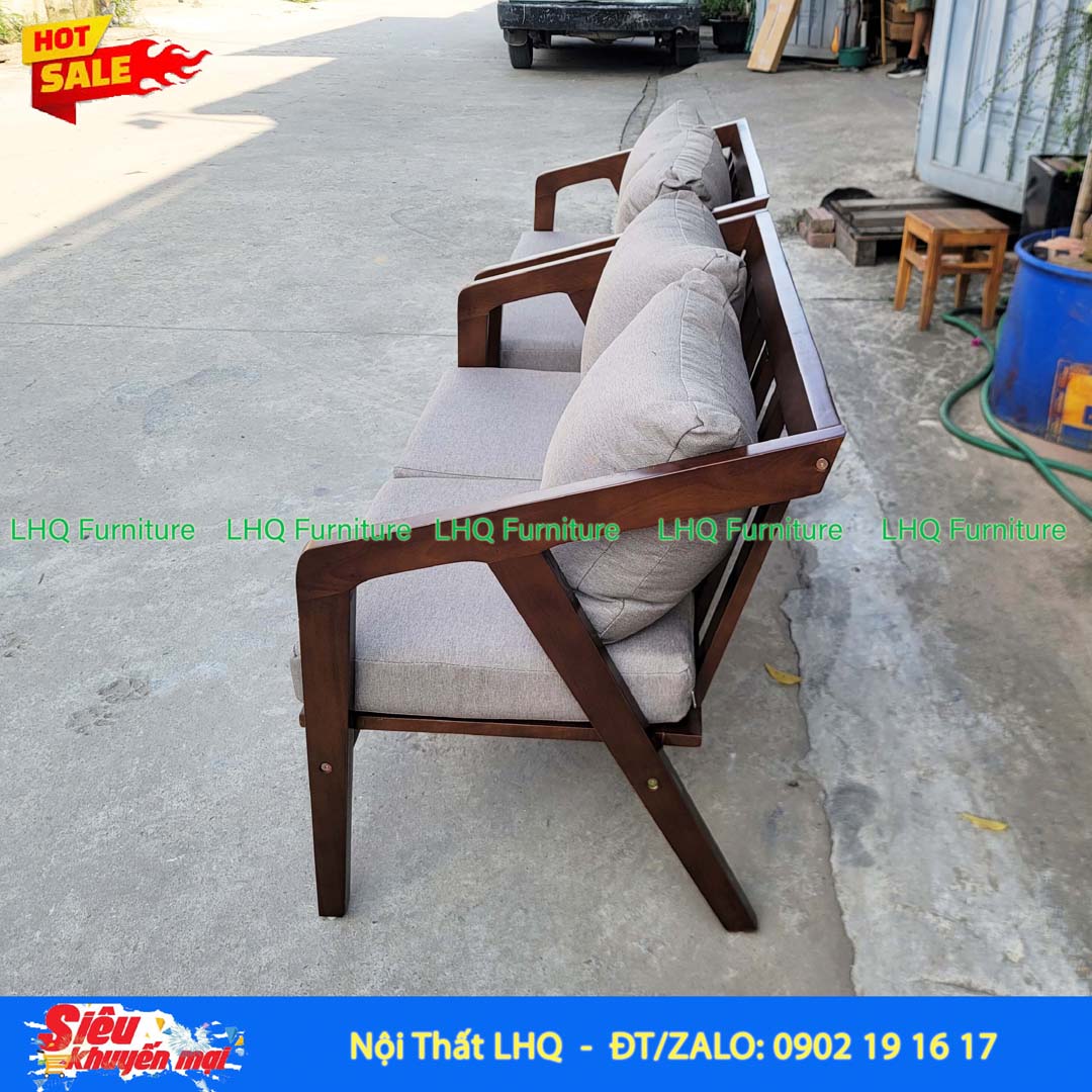 Ghế Sofa Nakata Đôi Gỗ Cao Su Tự Nhiên – LHQ Furniture