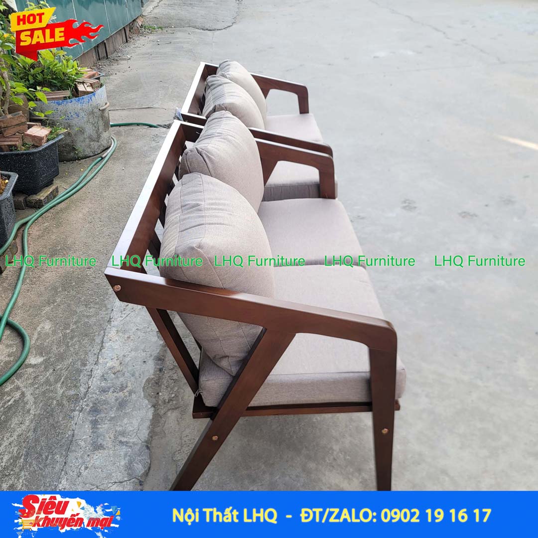 Ghế Sofa Nakata Đôi Gỗ Cao Su Tự Nhiên – LHQ Furniture