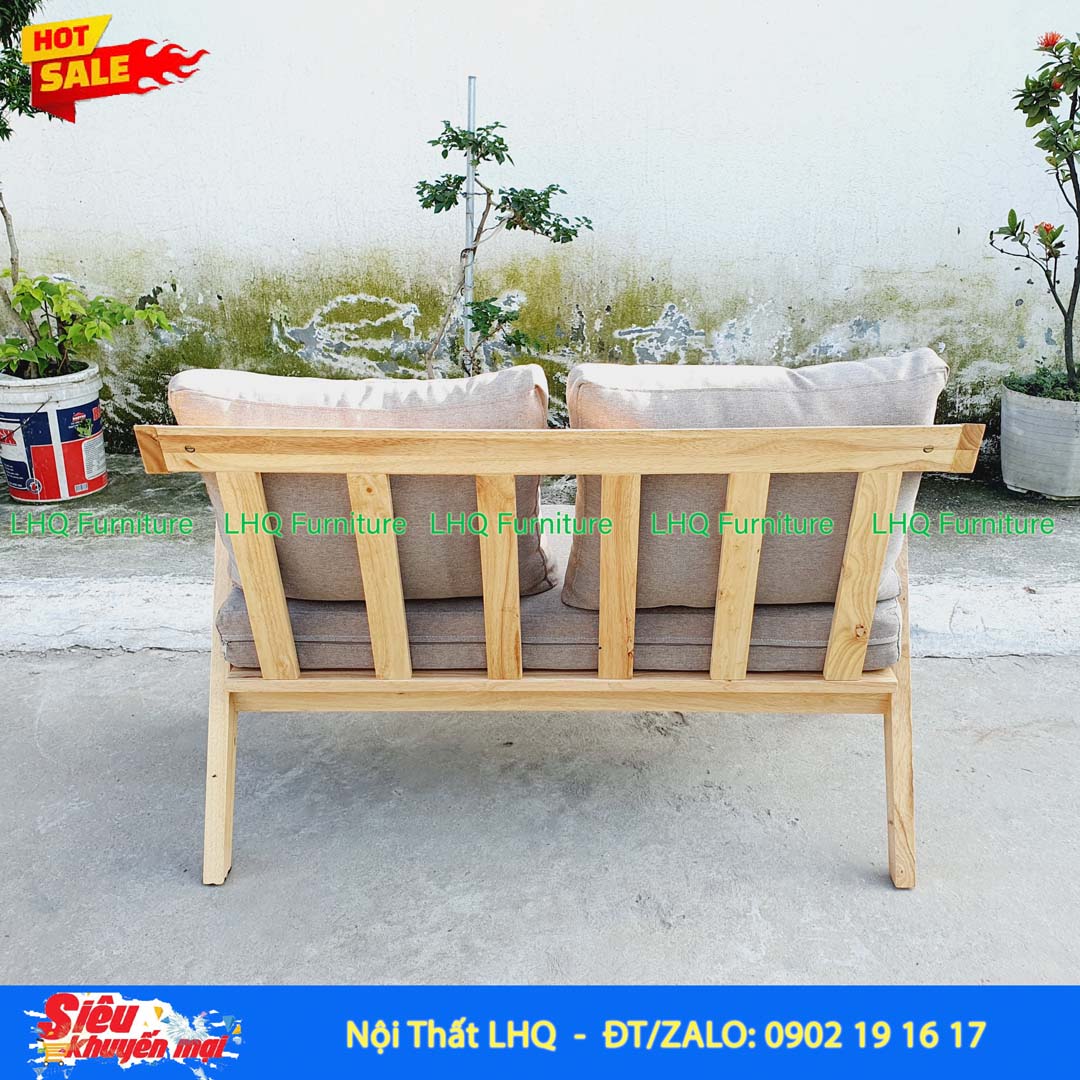 Ghế Sofa Nakata Đôi Gỗ Cao Su Tự Nhiên – LHQ Furniture