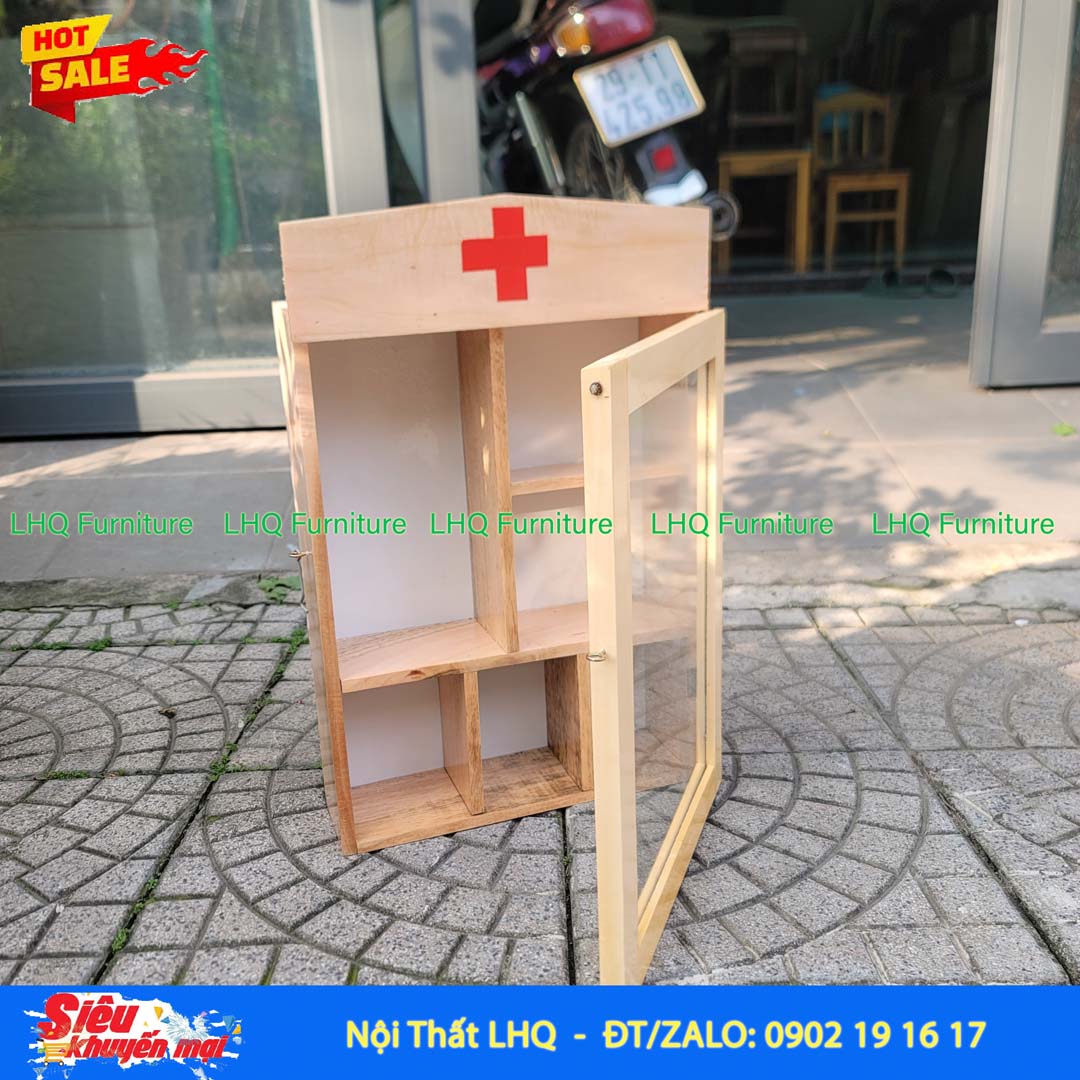 Tủ Thuốc Gia Đình Nhỡ - Tủ Thuốc Y Tế Gỗ Treo Tường Đẹp