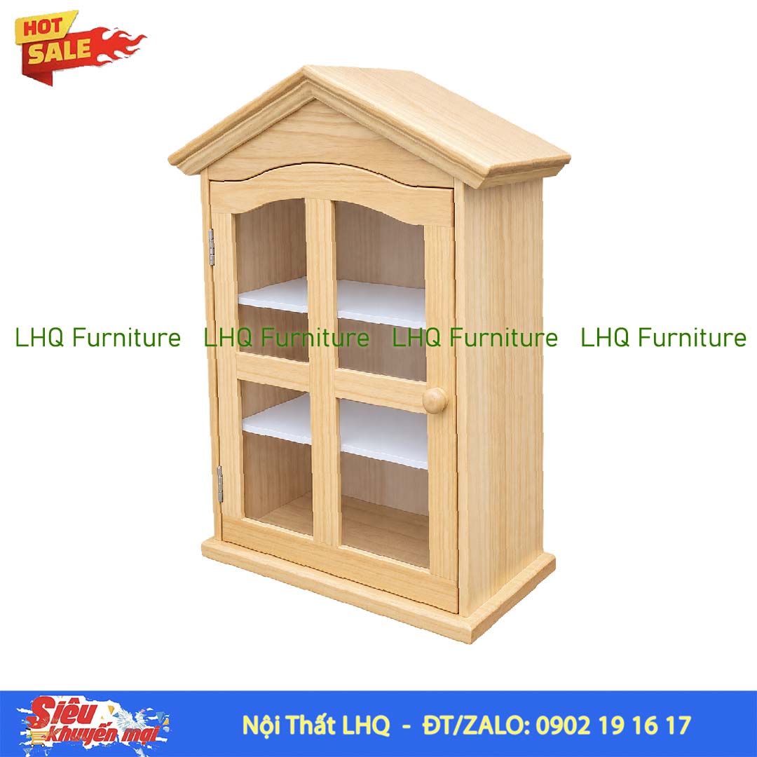 Tủ thuốc mái chéo không hộc, Gỗ thông cao cấp