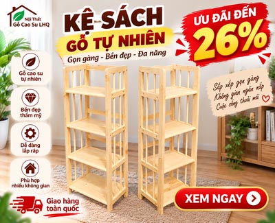 Kệ Sách Gỗ Cao Su Cao 3,4,5 Tầng