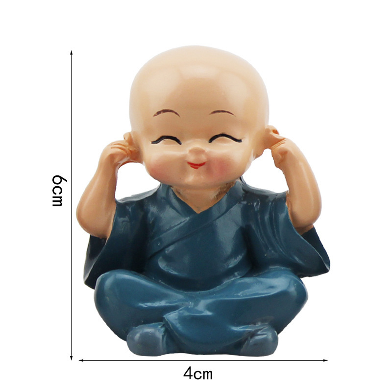 Bộ tượng 4 chú tiểu 4 không cao cấp  để trang trí xe hơi, bàn làm việc và decor phòng