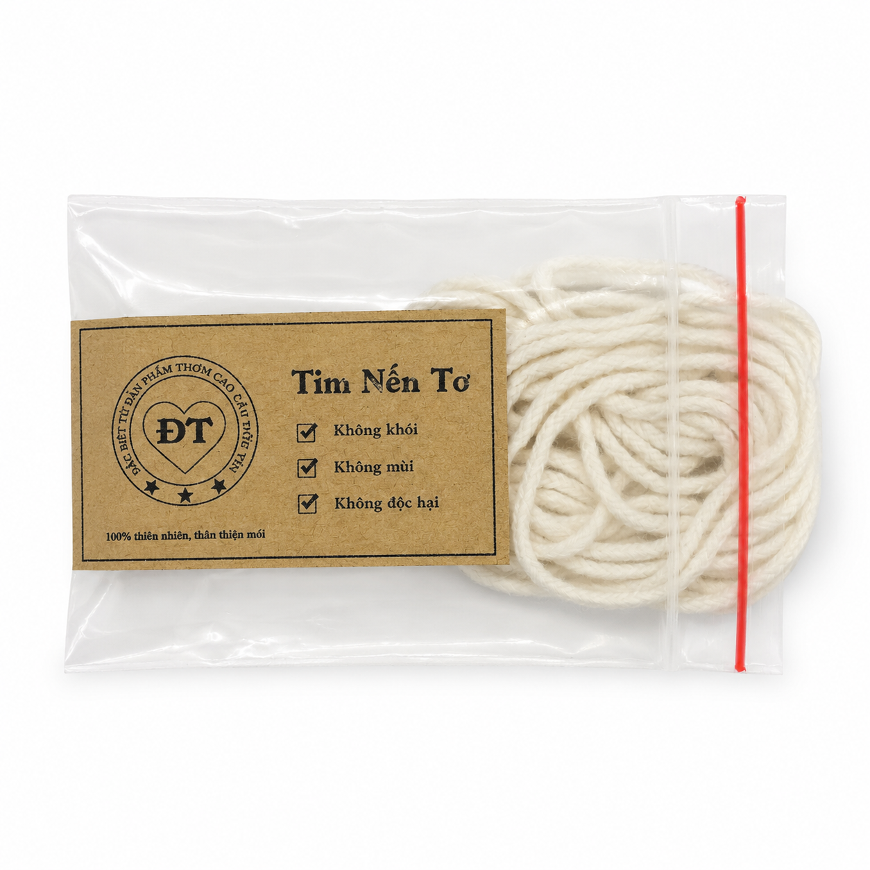 Tim nến 100% cotton bấc nến thô không đế chưa nhúng sáp