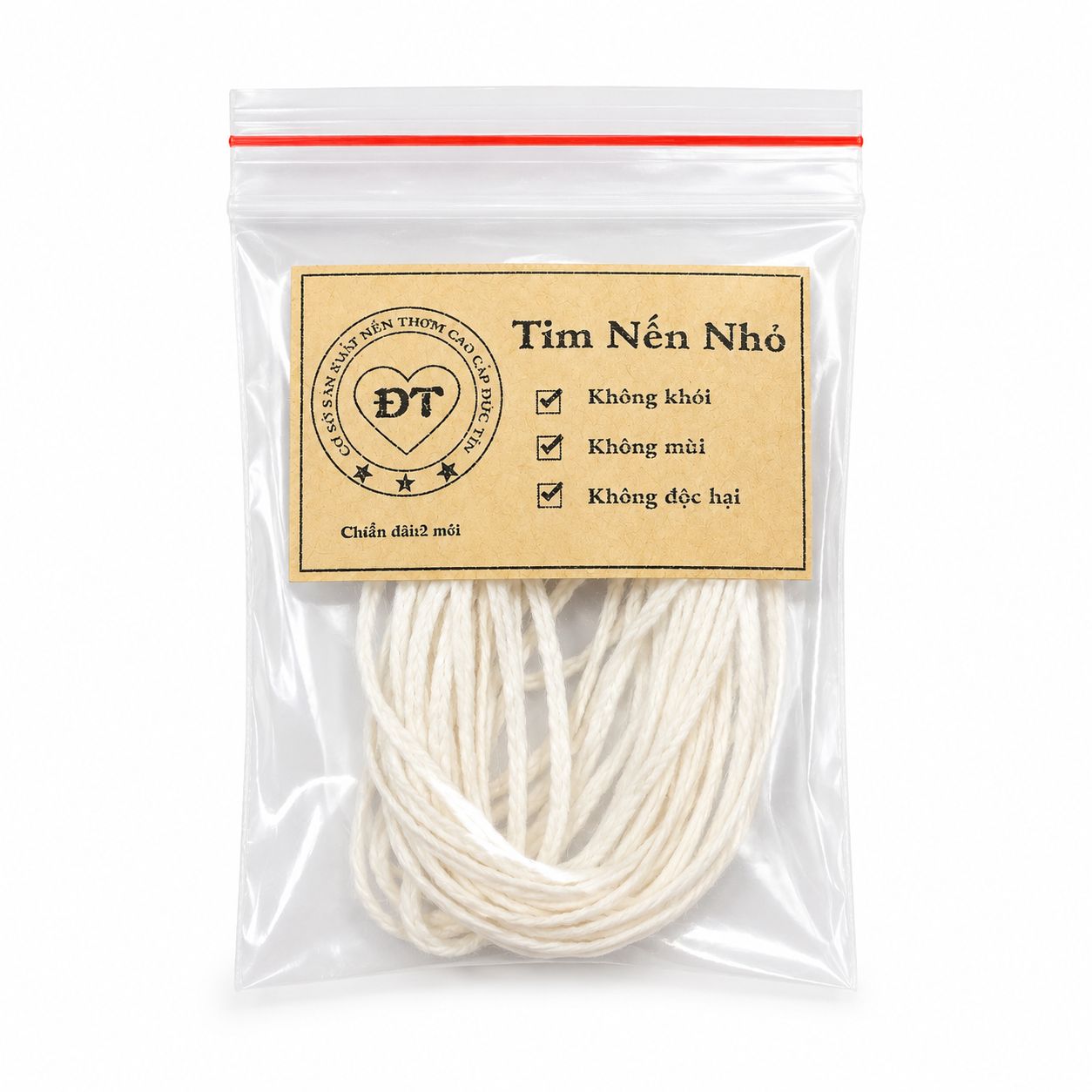 Tim nến 100% cotton bấc nến thô không đế chưa nhúng sáp