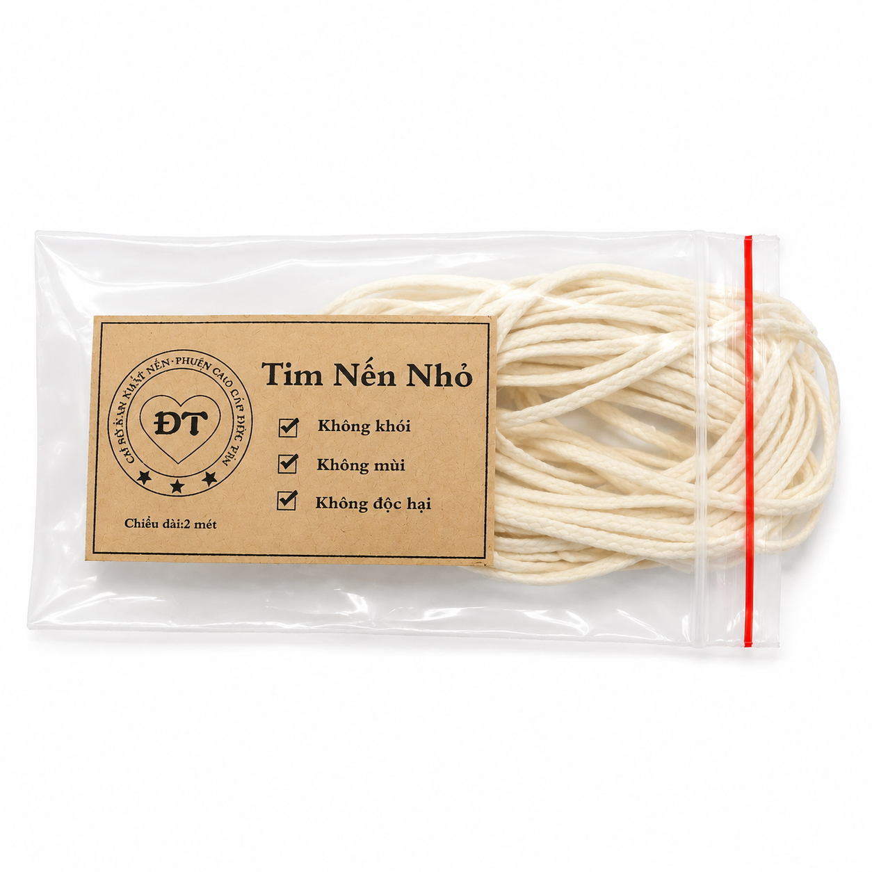 Tim nến 100% cotton bấc nến thô không đế chưa nhúng sáp