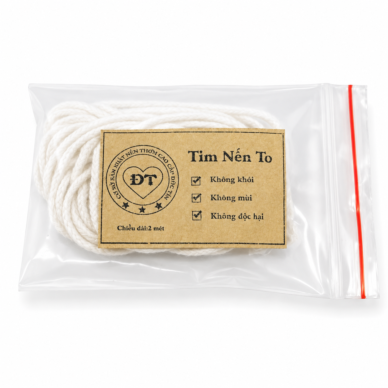 Tim nến 100% cotton bấc nến thô không đế chưa nhúng sáp