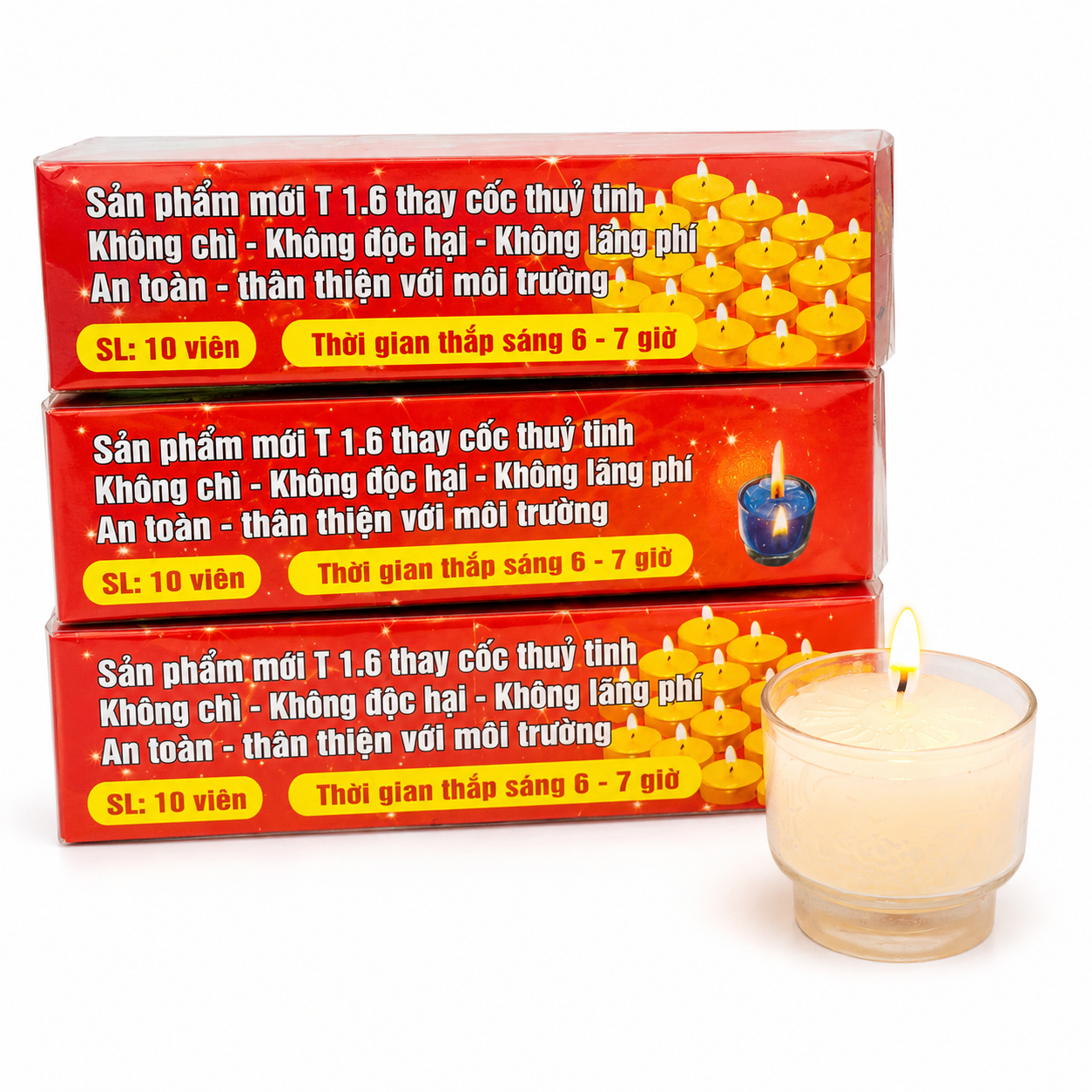 1 hộp nến 10 viên T16 cháy 7h