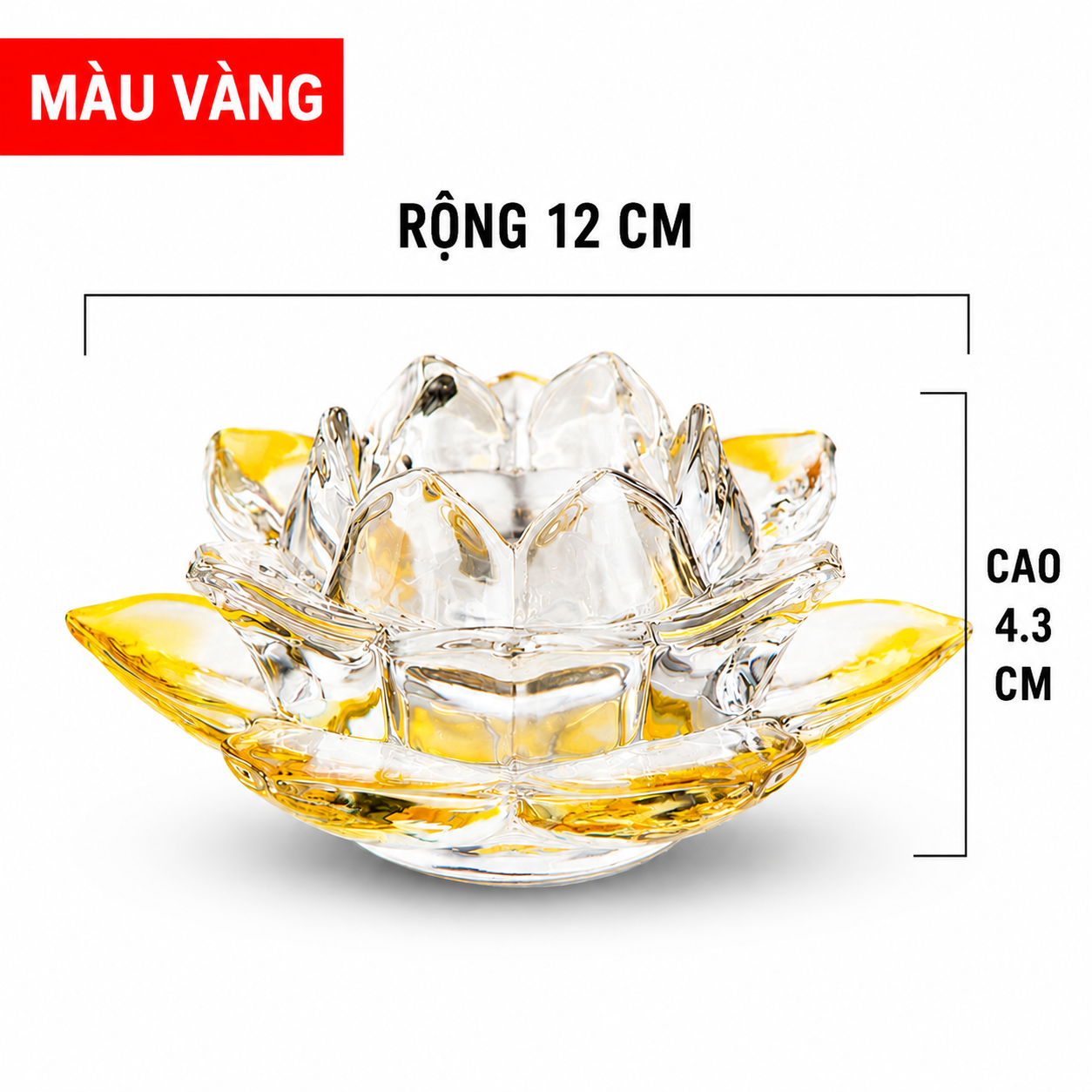 Đế pha lê hoa sen mẫu hoa sen nở dùng cúng dường