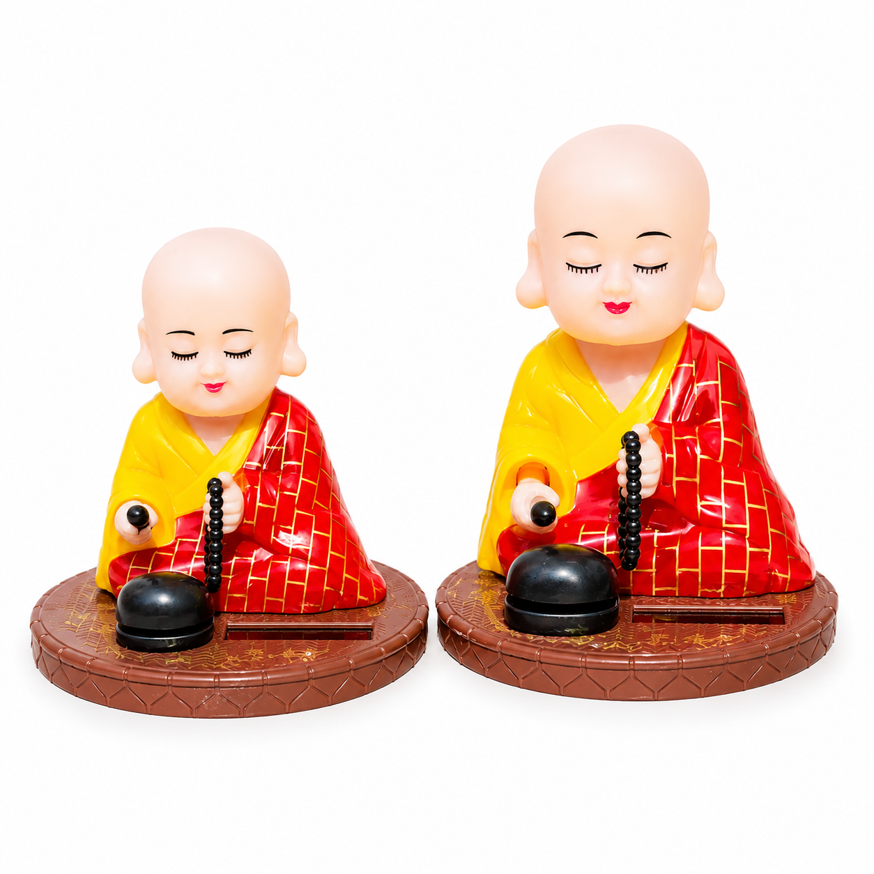 Tượng phật chú tiểu gõ mõ tụng kinh trang trí taplo ô tô, bàn thờ, chạy bằng năng lượng mặt trời