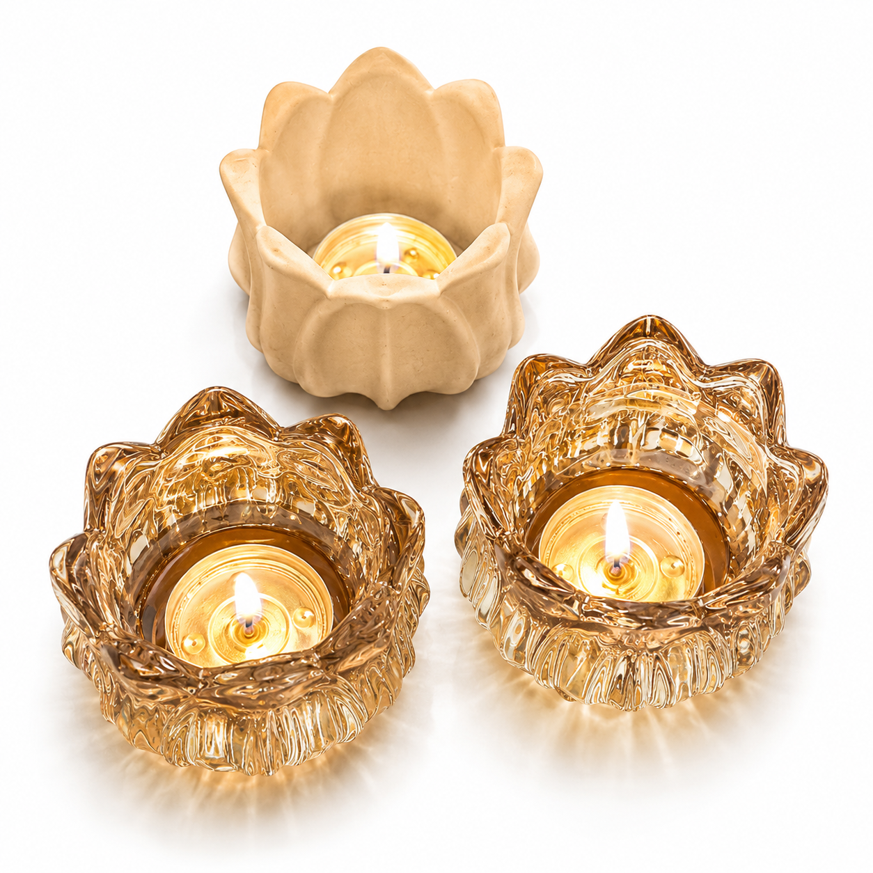 Cốc đế nến thuỷ tinh tulip cao cấp Đức Tín nhiều mẫu siêu đẹp