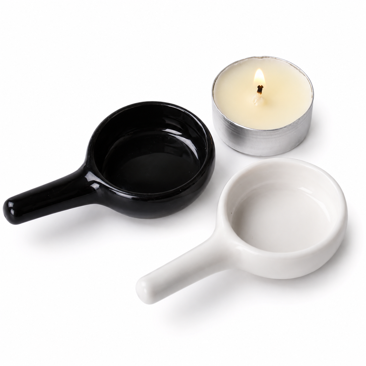 Đế Đựng Nến Tealight Gốm Sứ Mini Có Tay Cầm – Chảo Nến Trang Trí, Đốt Nến Thơm Tinh Dầu