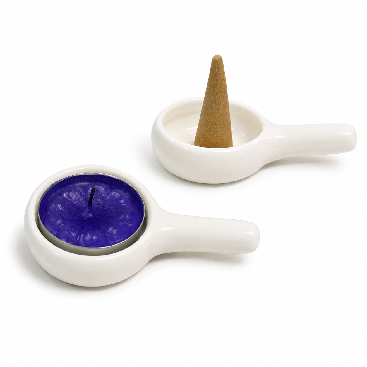 Đế Đựng Nến Tealight Gốm Sứ Mini Có Tay Cầm – Chảo Nến Trang Trí, Đốt Nến Thơm Tinh Dầu