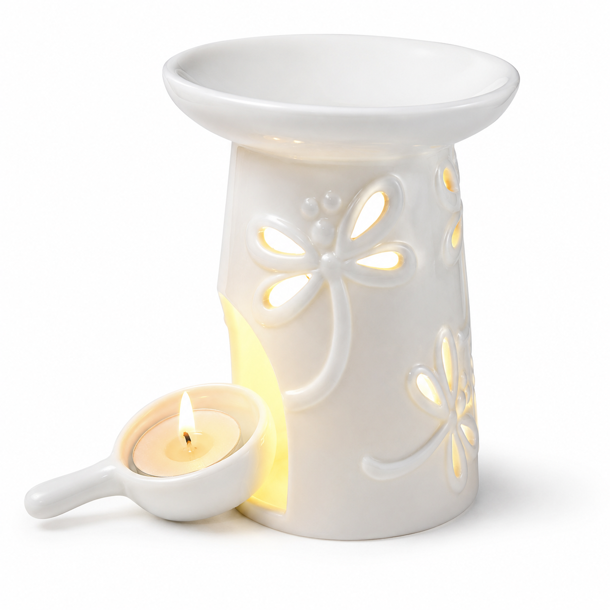Đế Đựng Nến Tealight Gốm Sứ Mini Có Tay Cầm – Chảo Nến Trang Trí, Đốt Nến Thơm Tinh Dầu