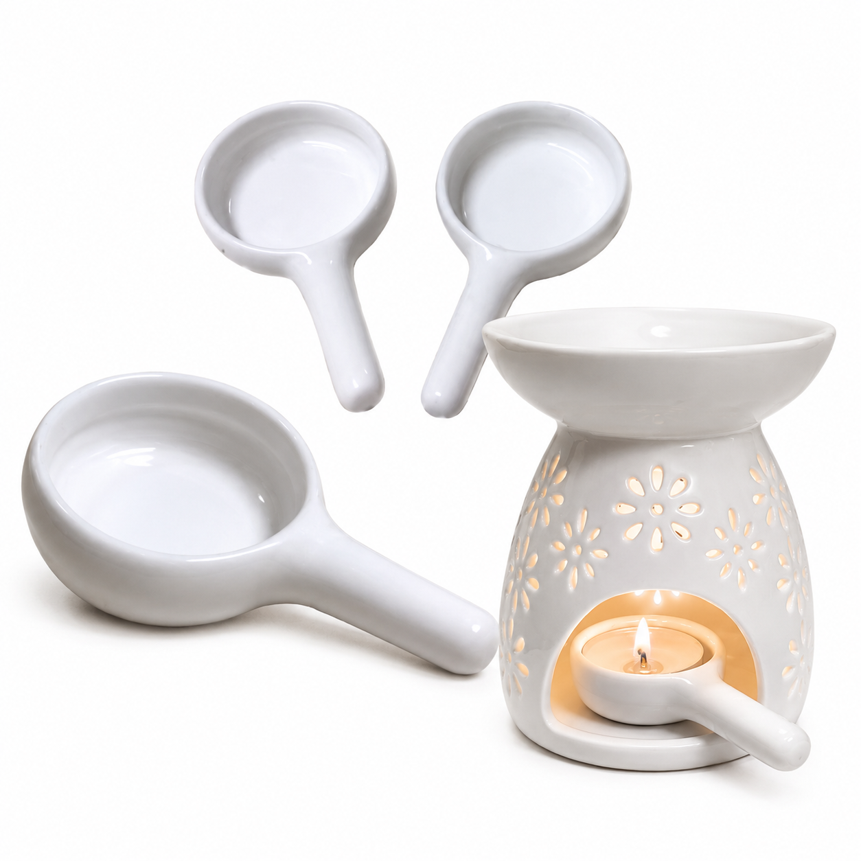 Đế Đựng Nến Tealight Gốm Sứ Mini Có Tay Cầm – Chảo Nến Trang Trí, Đốt Nến Thơm Tinh Dầu