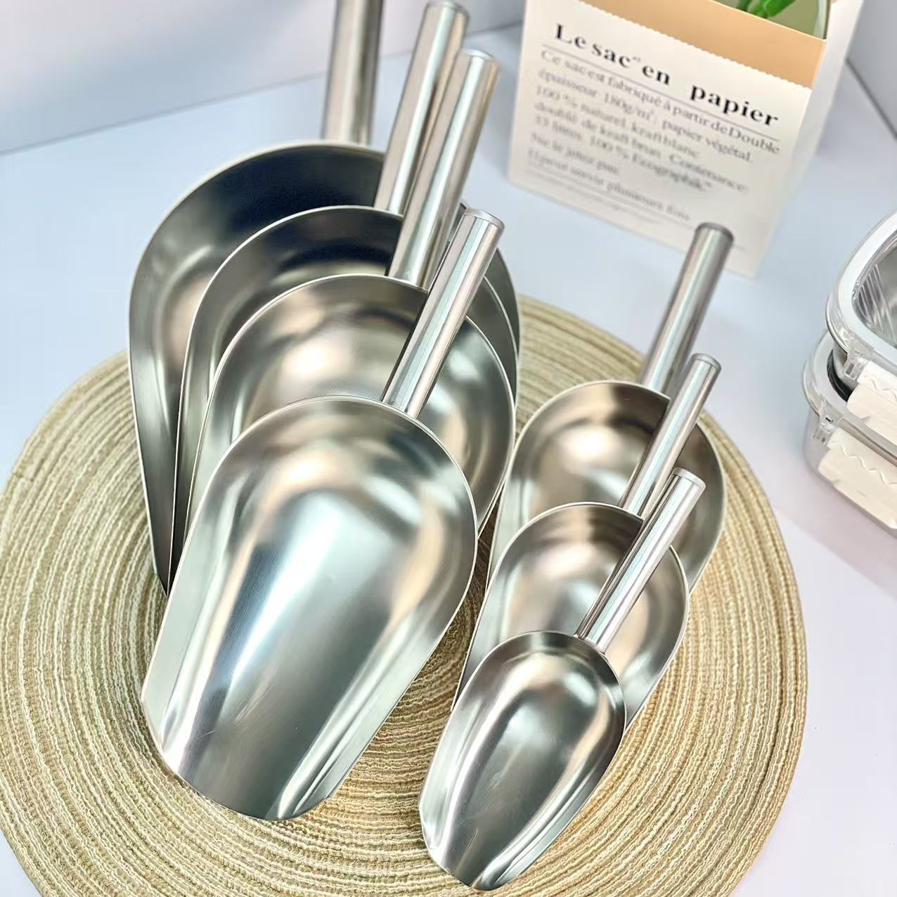 Muỗng Xúc nguyên liệu làm nến, Đá Viên Bằng Inox