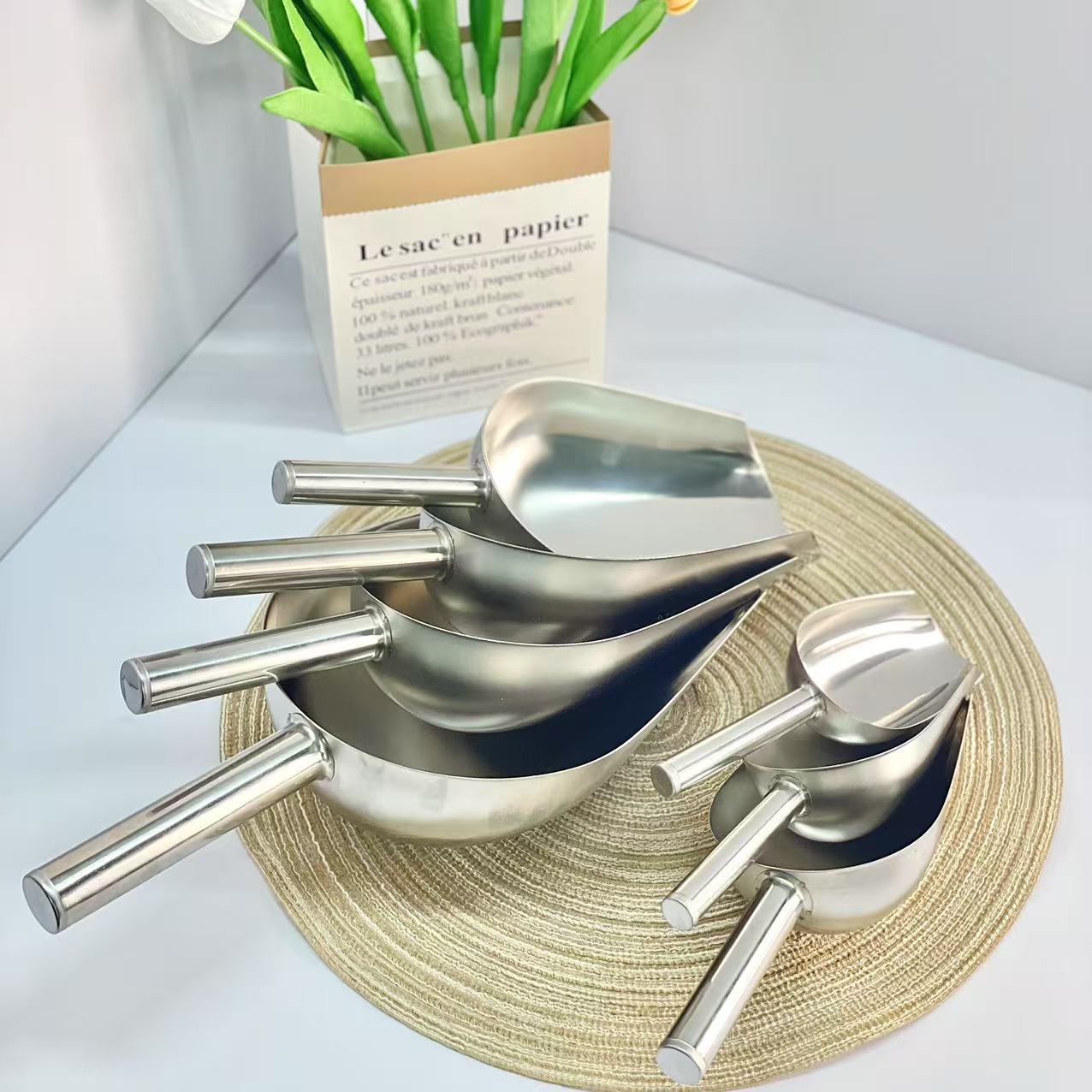 Muỗng Xúc nguyên liệu làm nến, Đá Viên Bằng Inox