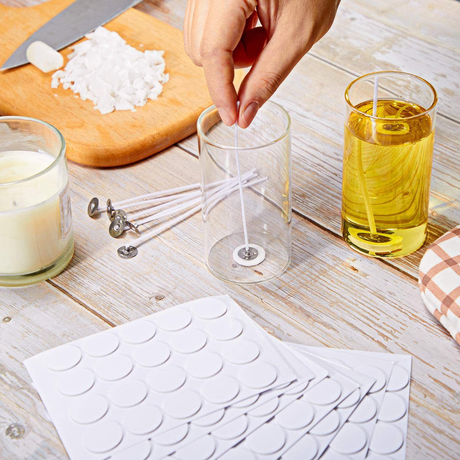 Miếng dán đế bấc nến tròn 20 chiếc chắc chắn tiện lợi chịu được nhiệt độ cao