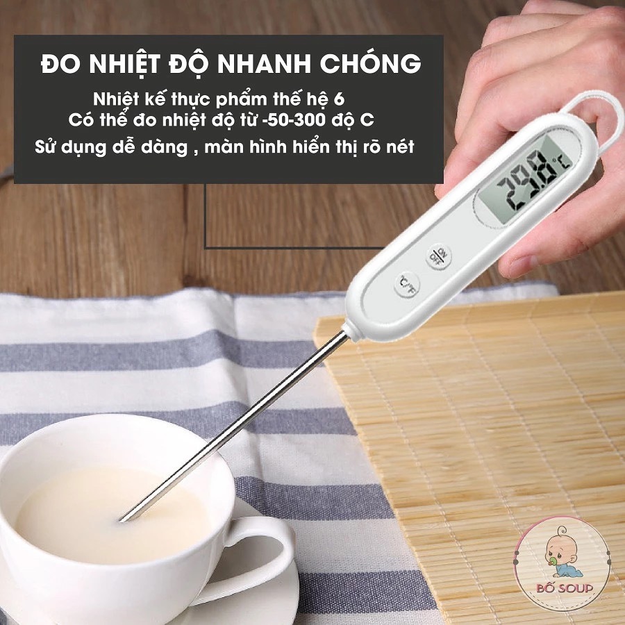 Nhiệt kế điện tử đo dầu nến,thực phẩm,nấu ăn, nước, sữa, nến an toàn cho người sử dụng