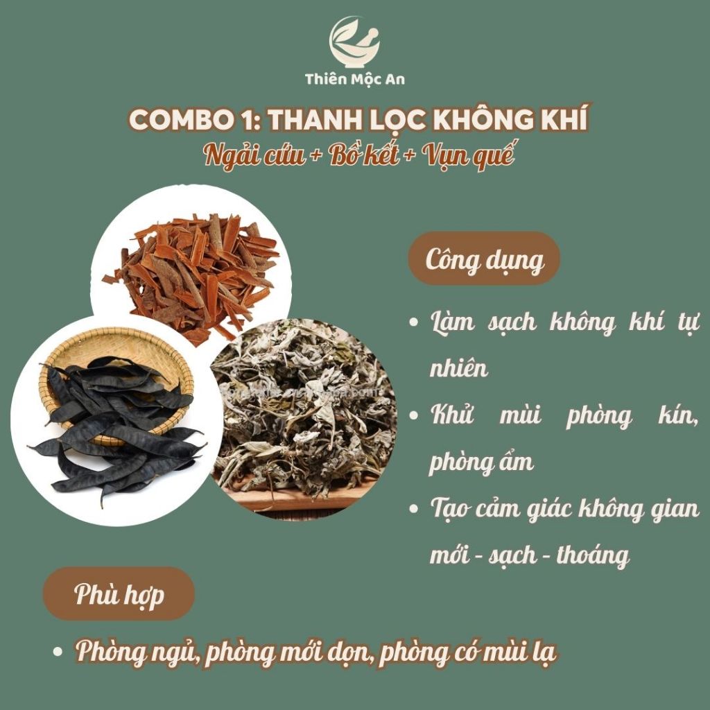 100g Combo thảo mộc thanh lọc xông phòng cao cấp thanh lọc không khí ẩm mốc an toàn cho người sử dụng