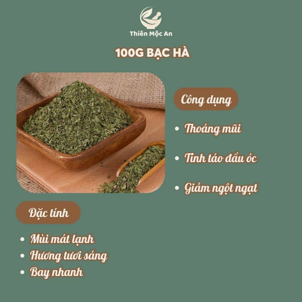 100g Lá Bạc Hà phơi khô thảo mộc xông phòng cao cấp thanh lọc không khí ẩm mốc an toàn cho người sử dụng