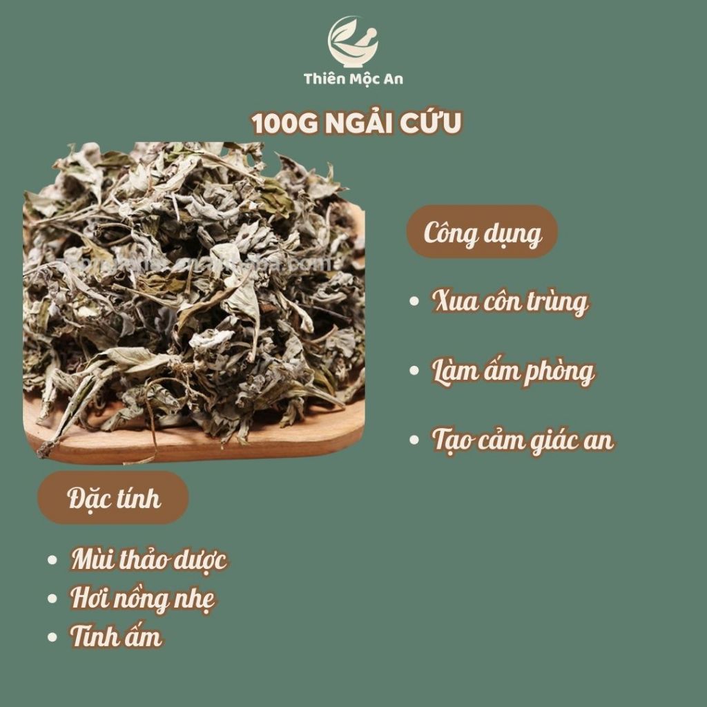 100g Ngải Cứu Phơi Khô thảo mộc xông phòng cao cấp thanh lọc không khí ẩm mốc an toàn cho người sử dụng