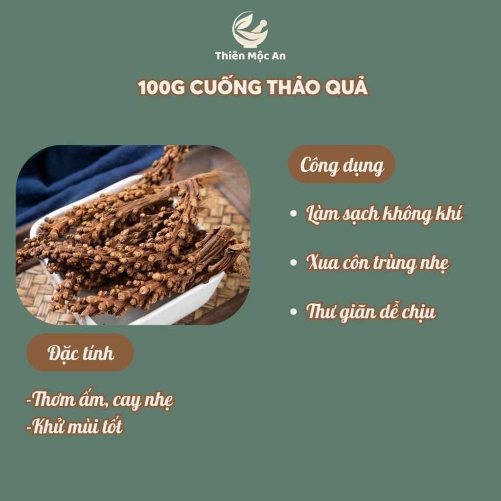 100g Cuống Thảo Quả phơi khô thảo mộc xông phòng cao cấp thanh lọc không khí ẩm mốc an toàn cho người sử dụng