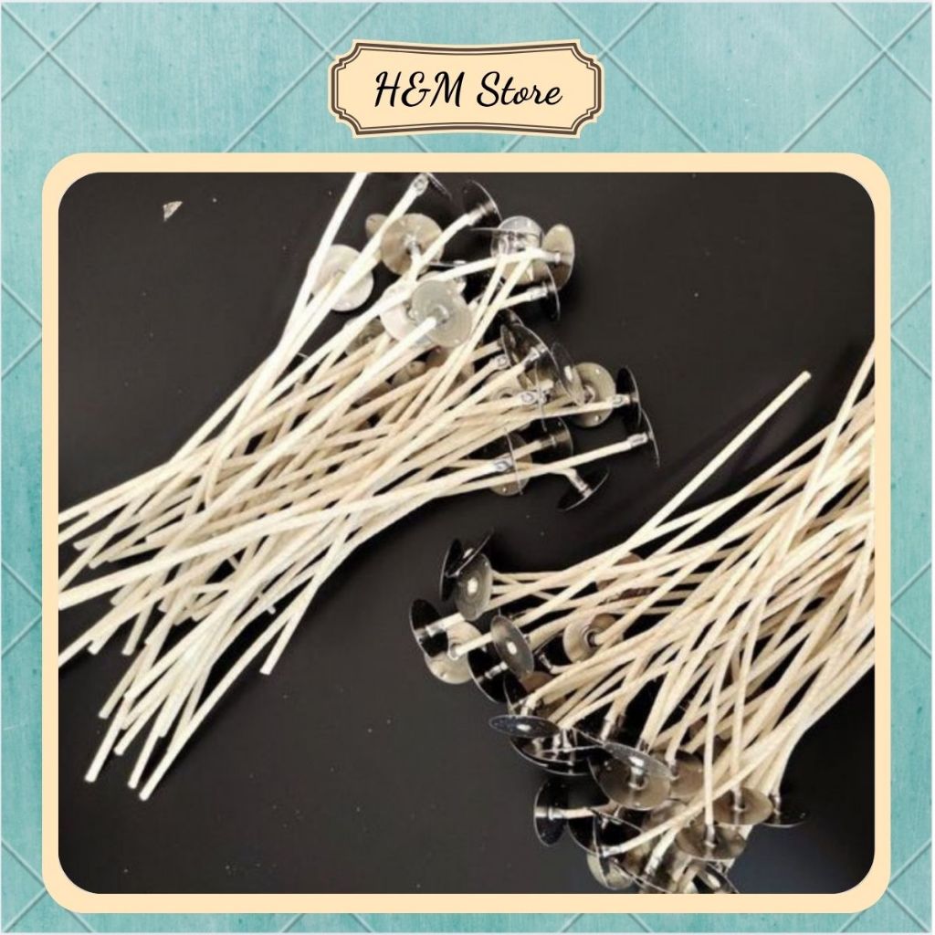 100g bấc cotton làm nến nhiều kích thước có bấm khuy bà chuốt sáp sẵn