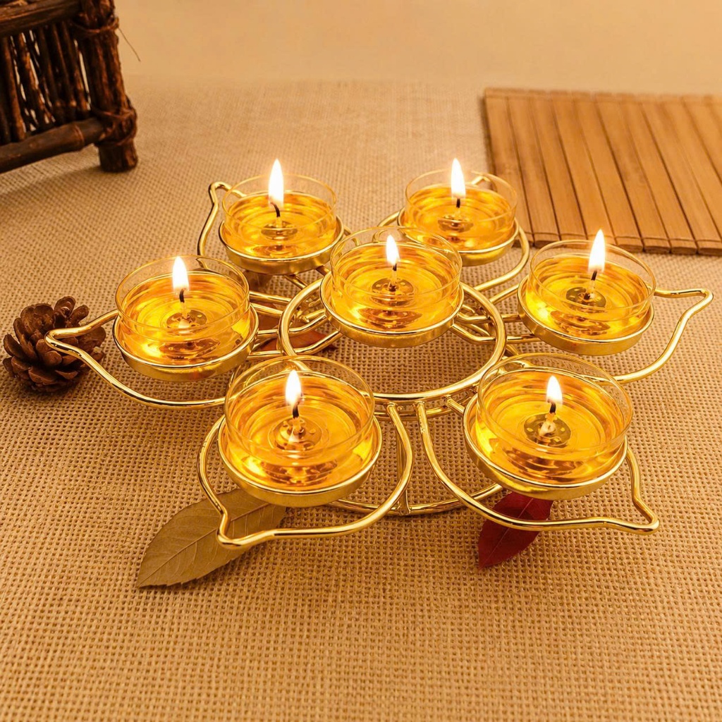 Đế sắt thắp nến chống cháy an toàn mạ vàng cao cấp
