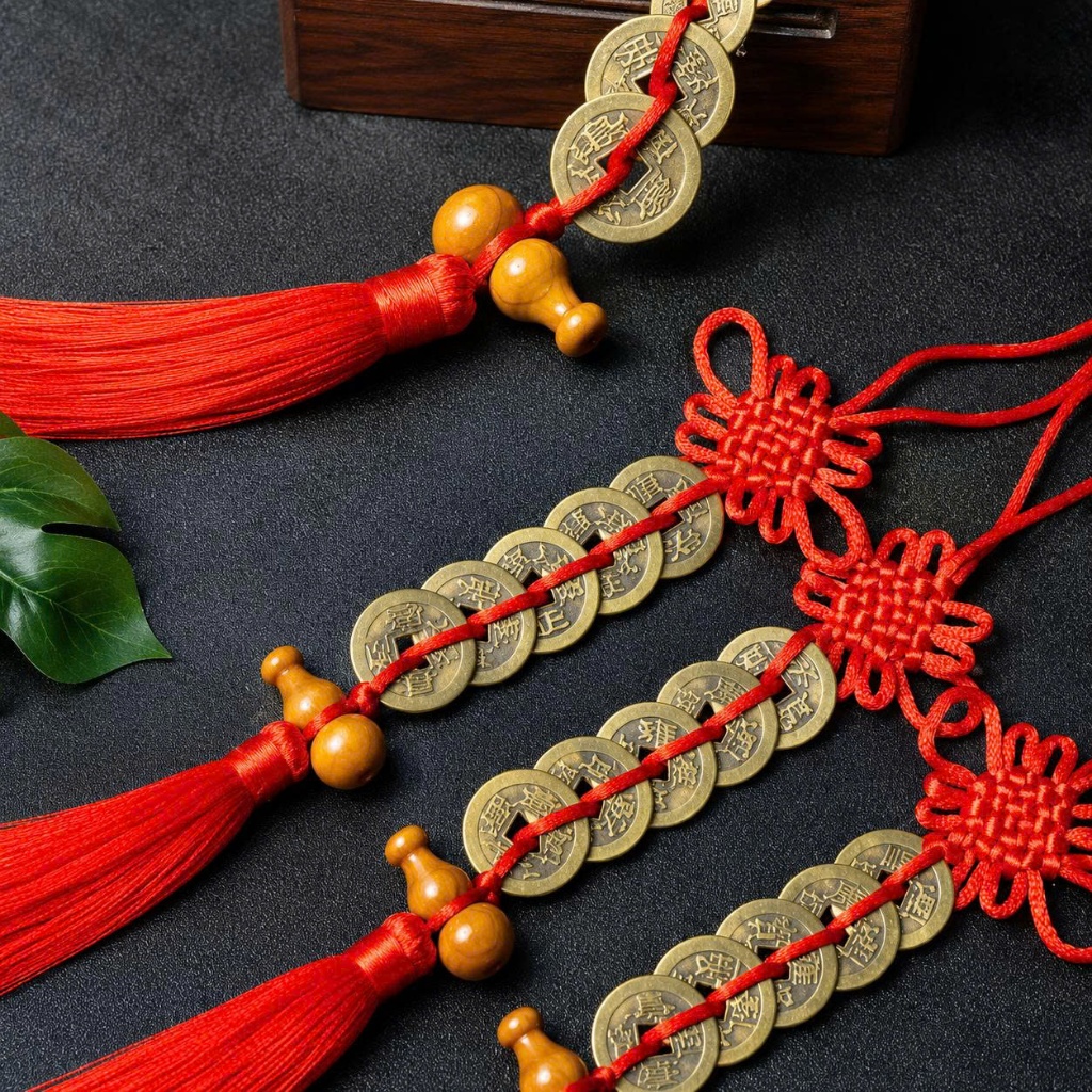 Tiền xu chuỗi 5 đồng xu phong thuỷ may mắn
