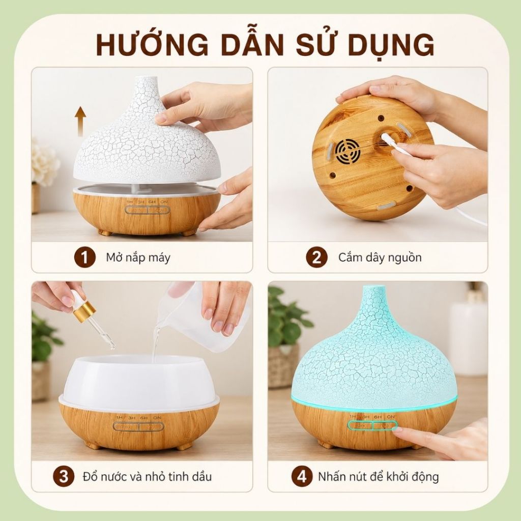 Máy Khuếch Tán Tinh Dầu 500ML có REMOTE