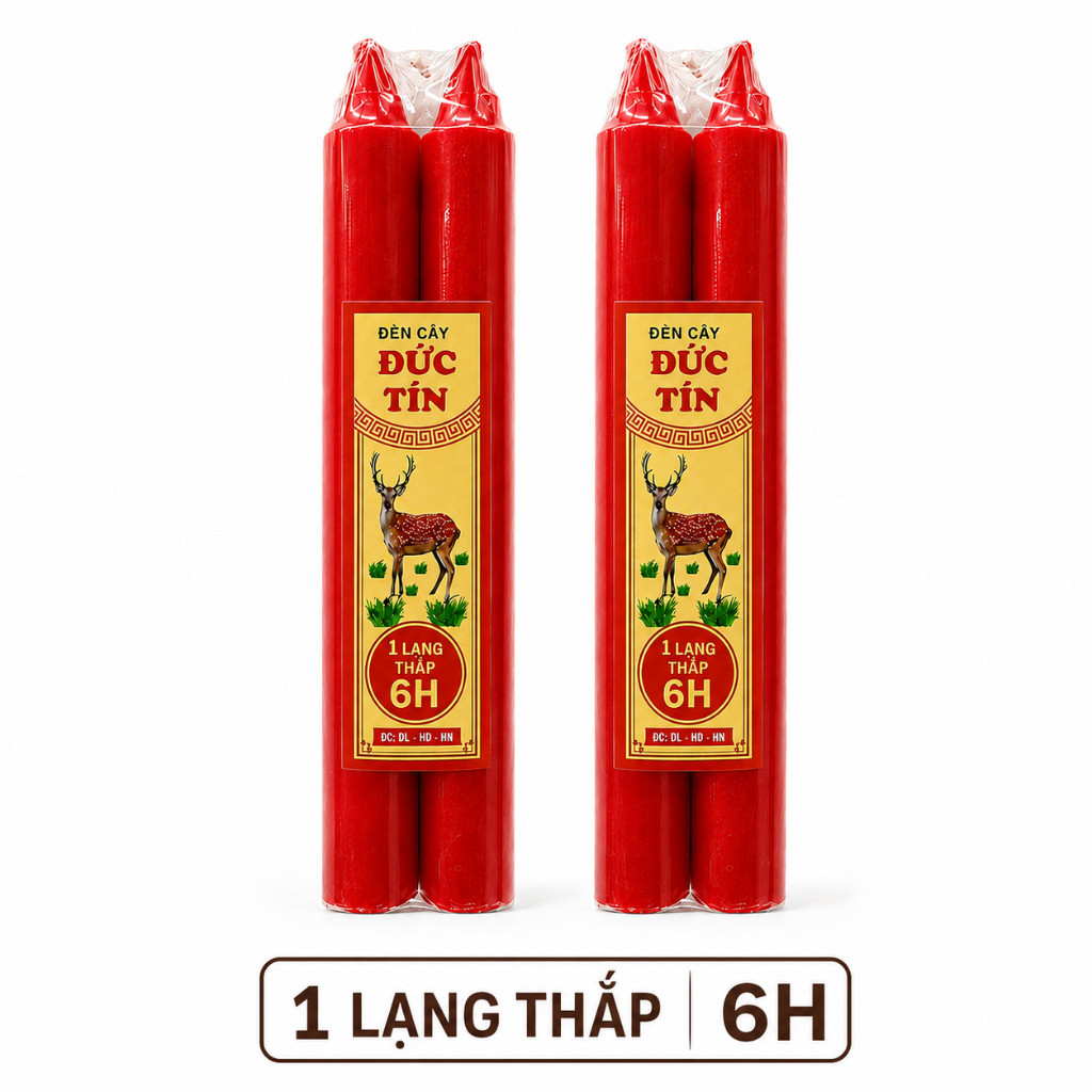 10 cây nến, 10 cây đèn cầy trắng đỏ thắp liên tục 10 tiếng