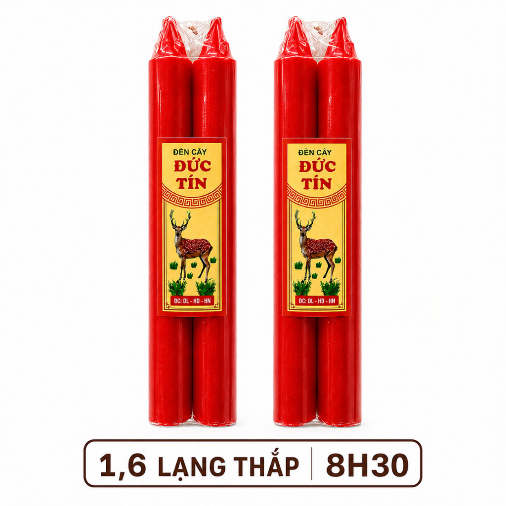 10 cây nến, 10 cây đèn cầy trắng đỏ thắp liên tục 10 tiếng