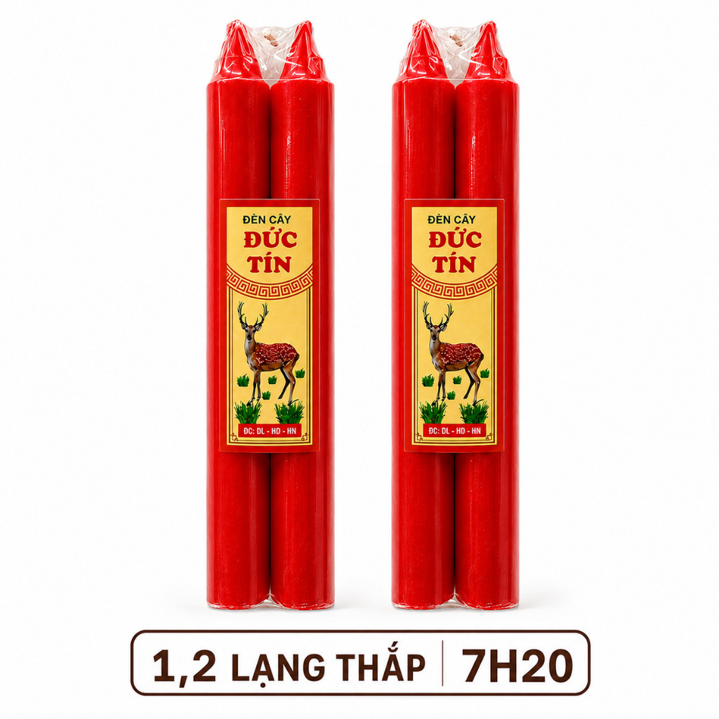 10 cây nến, 10 cây đèn cầy trắng đỏ thắp liên tục 10 tiếng