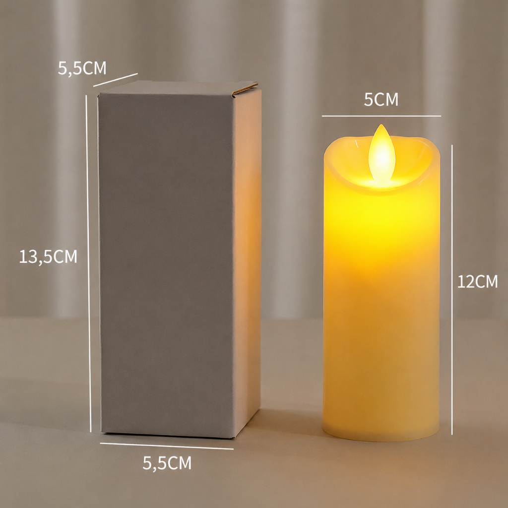 Nến điện tử hoạ tiết vát chéo thấy ngọn nến lung linh cao cấp Đức Tín
