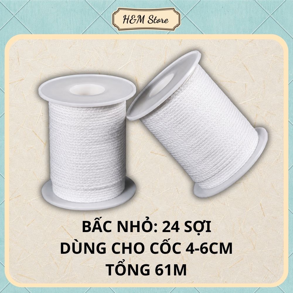 Bấc làm nến, chỉ làm nến, tim nến dài 100% cotton không khói