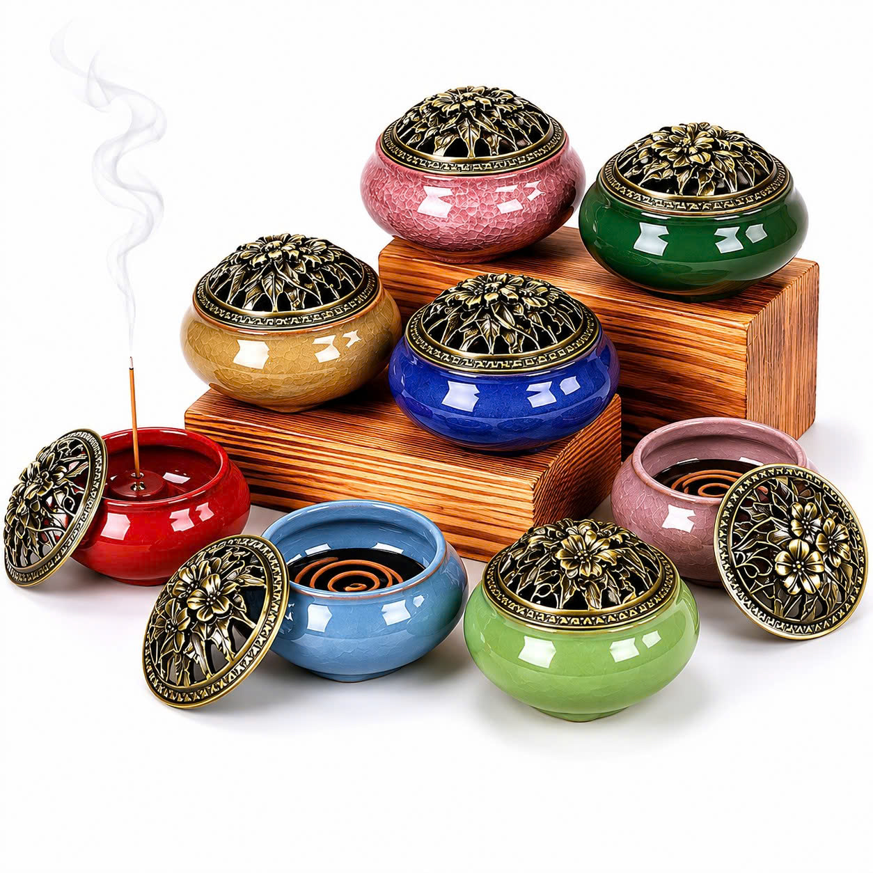 Lư xông trầm hương nhiều màu