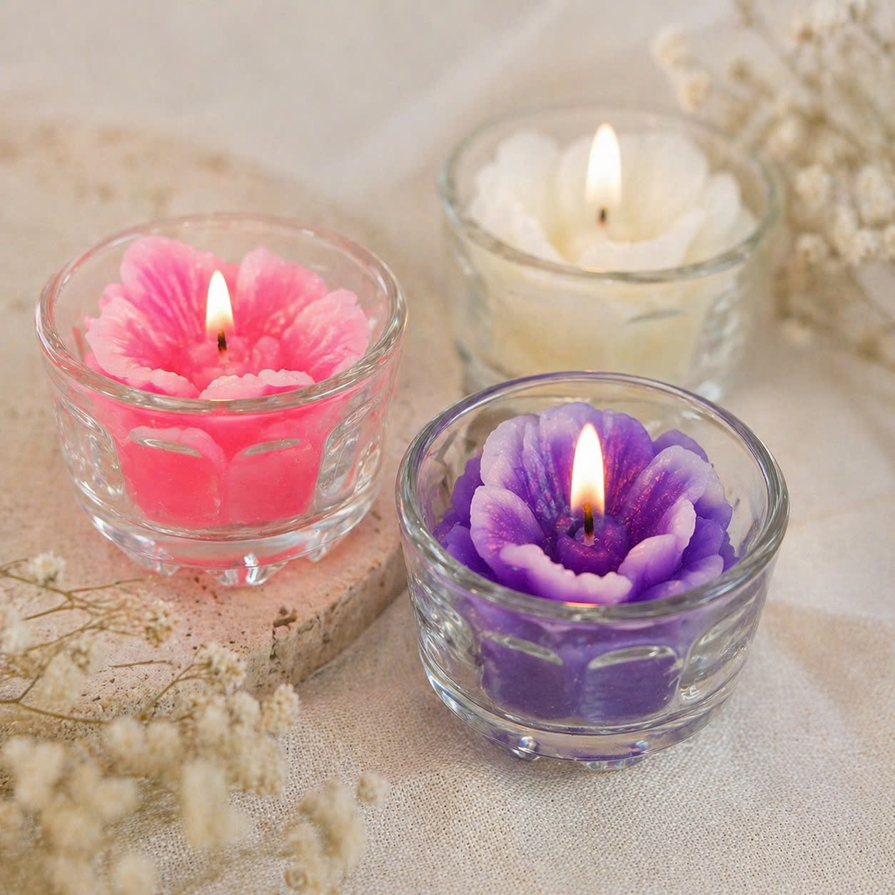 Nến cốc hoa T01 nhiều màu( 1 cốc)