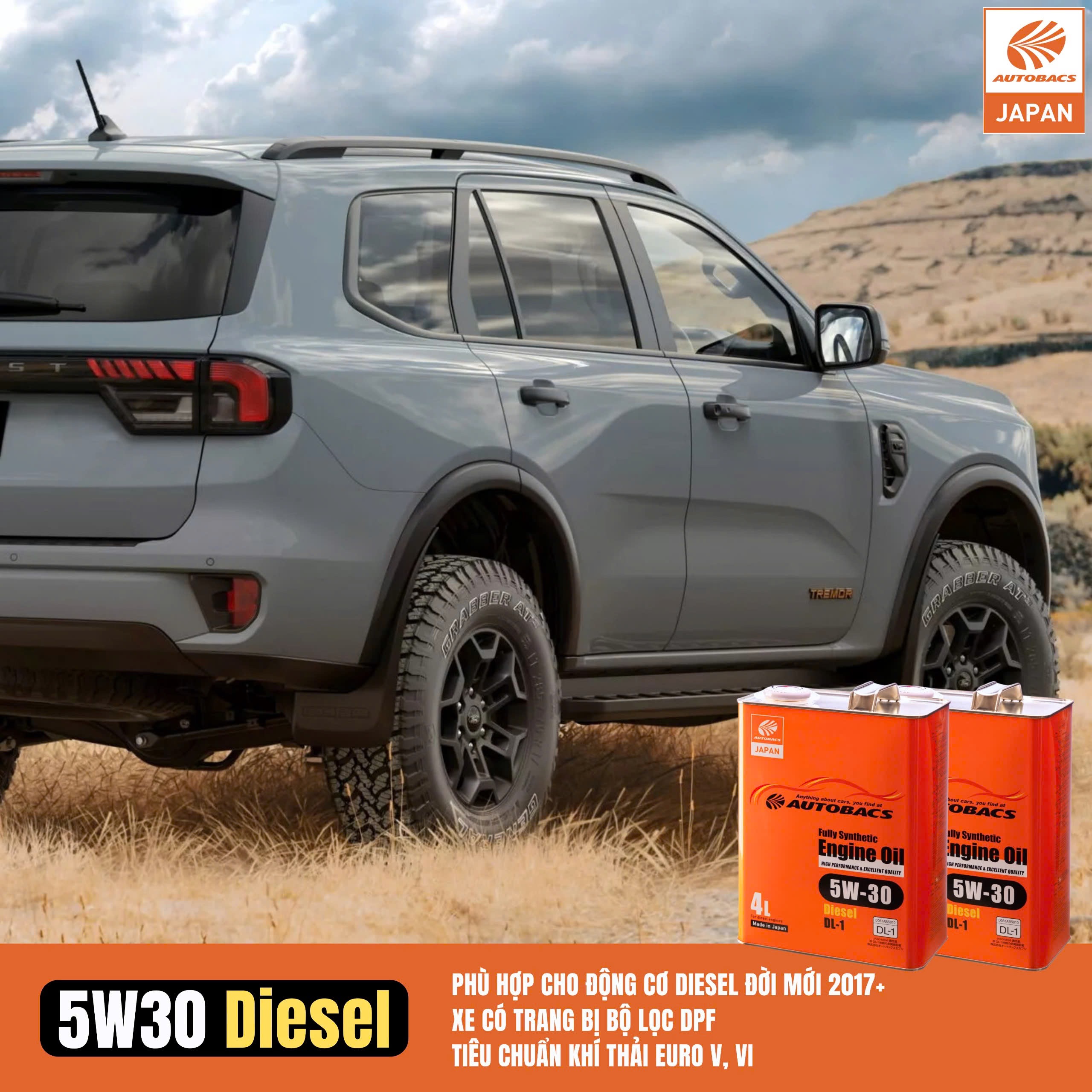 Dầu nhớt tổng hợp AUTOBACS Diesel 5W30 DL-1, Fully Synthetic (4L)