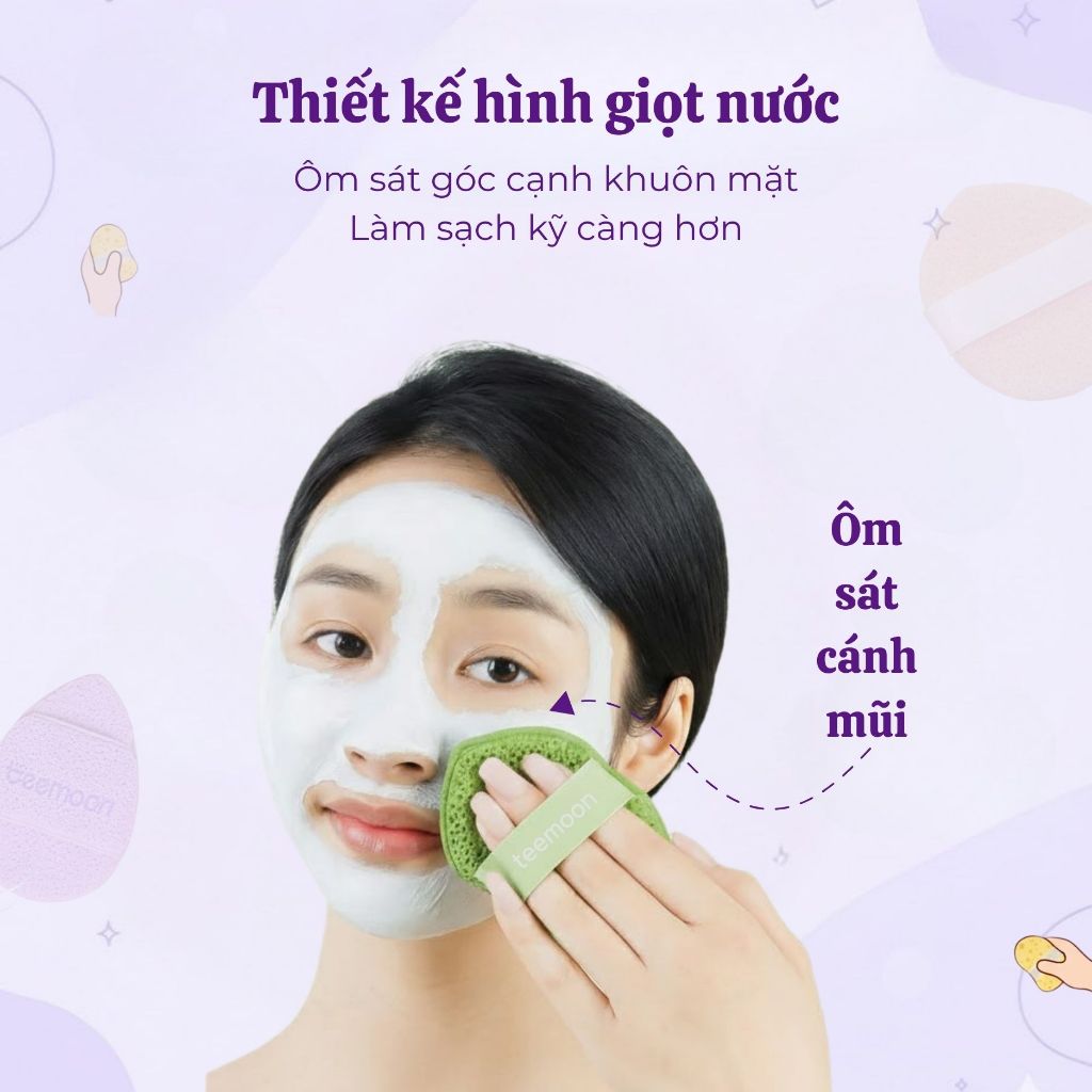Chu trình rửa mặt 3 bước với bông mút bọt biển Teemoon