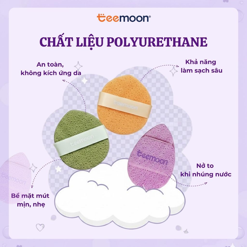 Chi tiết bông mút bọt biển rửa mặt Teemoon mềm mại và dễ tạo bọt