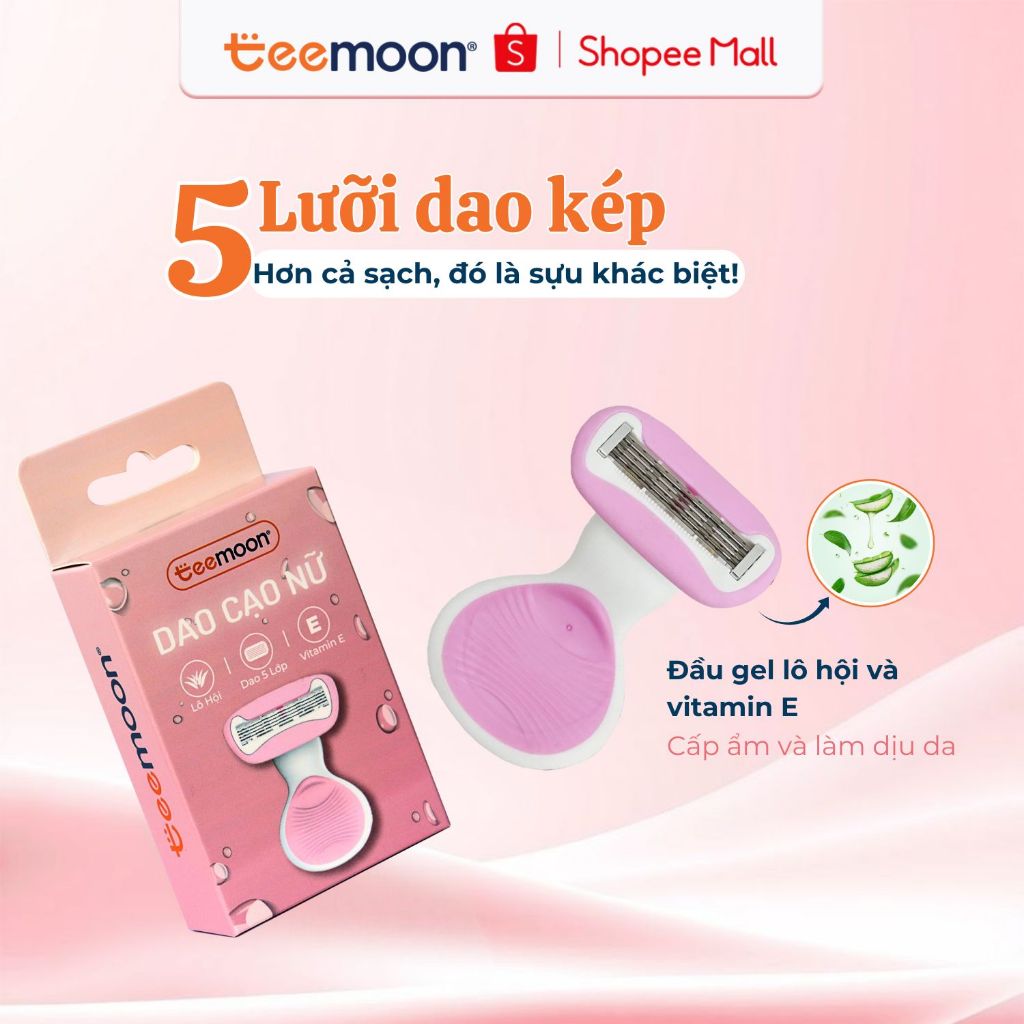 Chi tiết dao cạo nữ Teemoon 5 lưỡi có hộp đựng du lịch