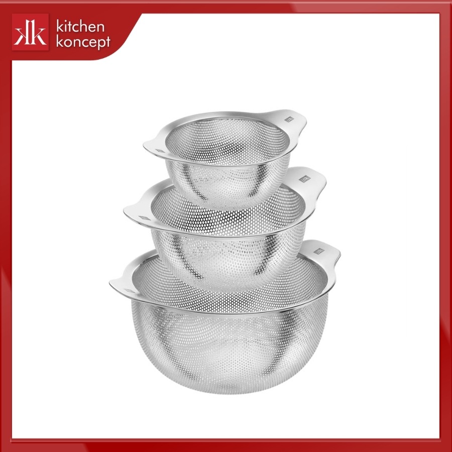 Combo 3 rổ inox của Zwilling có 3 kích thước lần lượt là 16cm, 20cm và 21cm